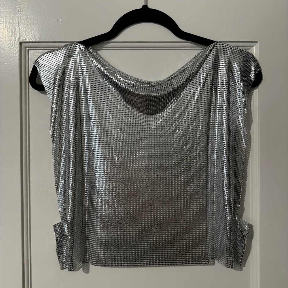 Metallic Silver Top, aluminum/chainmail